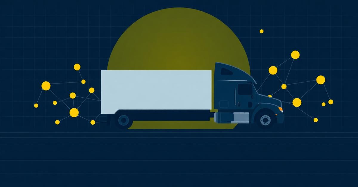 Illustration of a semi truck connected to a network of carrier nodes